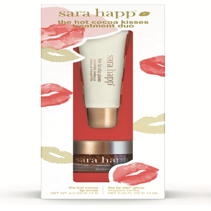 Sara Happ Hot Cocoa Kisses Treatment Duo, Lip Scrub & Gloss, Unisex Exfoliating Set, 2 Count, Lip Care & Conditioning, for Lips