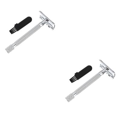 Outanaya 2pcs Manual Beard Shaver Safety for Men and Women Shaving Tool Handle Easy to Clean Design for Travel
