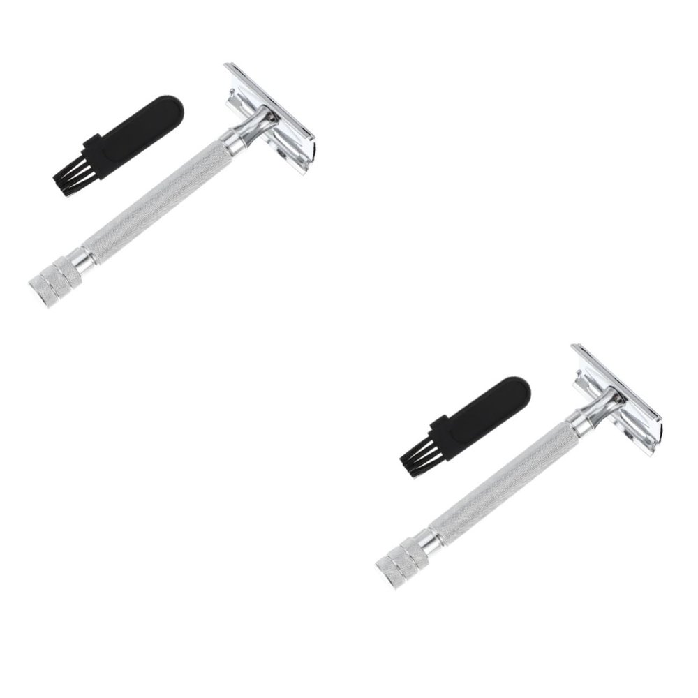 Outanaya 2pcs Manual Beard Shaver Safety for Men and Women Shaving Tool Handle Easy to Clean Design for Travel