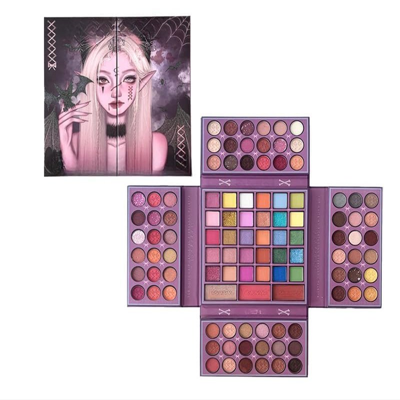 105 Color Eyeshadow Tray Four Fold Bead matte eyeshadow - High gloss blush tray (105 colored black bats)
