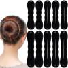 10Pcs Hair Bun Maker Black Lazy Hair Curler Bun Clips French Deft Maker Snap Roll Sponge Flexible Chignon Donut Quick Twister Hair Styling Accessories for Women Girls view 1