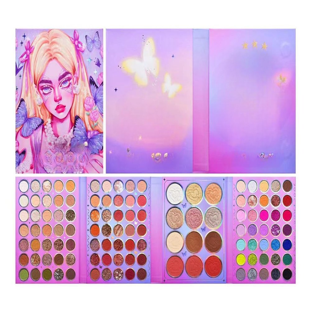 105 Color Eyeshadow Tray Four Fold Bead matte eyeshadow - High gloss blush tray (117 color dream butterfly)