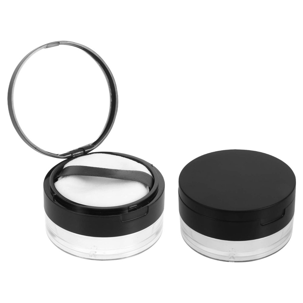 Baluue 2pcs Portable Makeup Powder Container Reusable Powder Puff Box Mirror Diy Case for Travel Daily Use