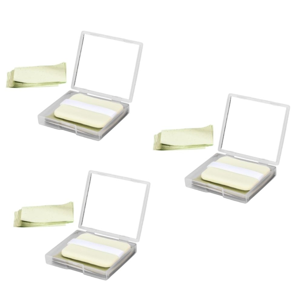 HONMEET 3sets Blotting Sheets for Oily Portable Absorbing Paper Mirror and Puff for Men and Women Removal for Makeup and Skin Care