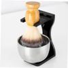 Baluue 1set Beard Brush Shaving Kit Shaving Cup and Stand Portable Men's Grooming Essentials for Daily Use Black Set view 4