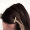 2 extra tiny small silver metal filigree barrette hair clip fine thin hair view 4