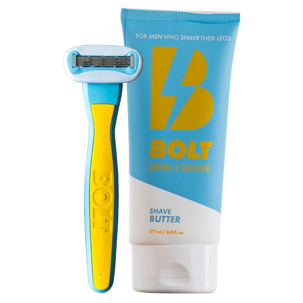 Bolt Performance Razor for Men's Leg Shaving bundle with Shave Butter for Men 6 Fl Oz