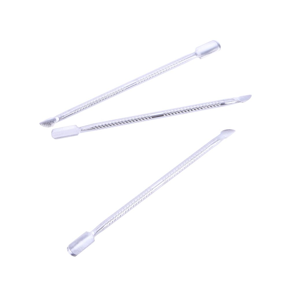IWOWHERO 3pcs Dual-end Nail Cuticle Pusher Nipper Kit Stainless Steel for Manicure Pedicure