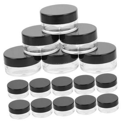 VINTORKY 20pcs Round Cream Containers for Cosmetics Refillable Travel Jars Black Lids for Creams Lotions and Beauty Products Leak and Lightweight Design