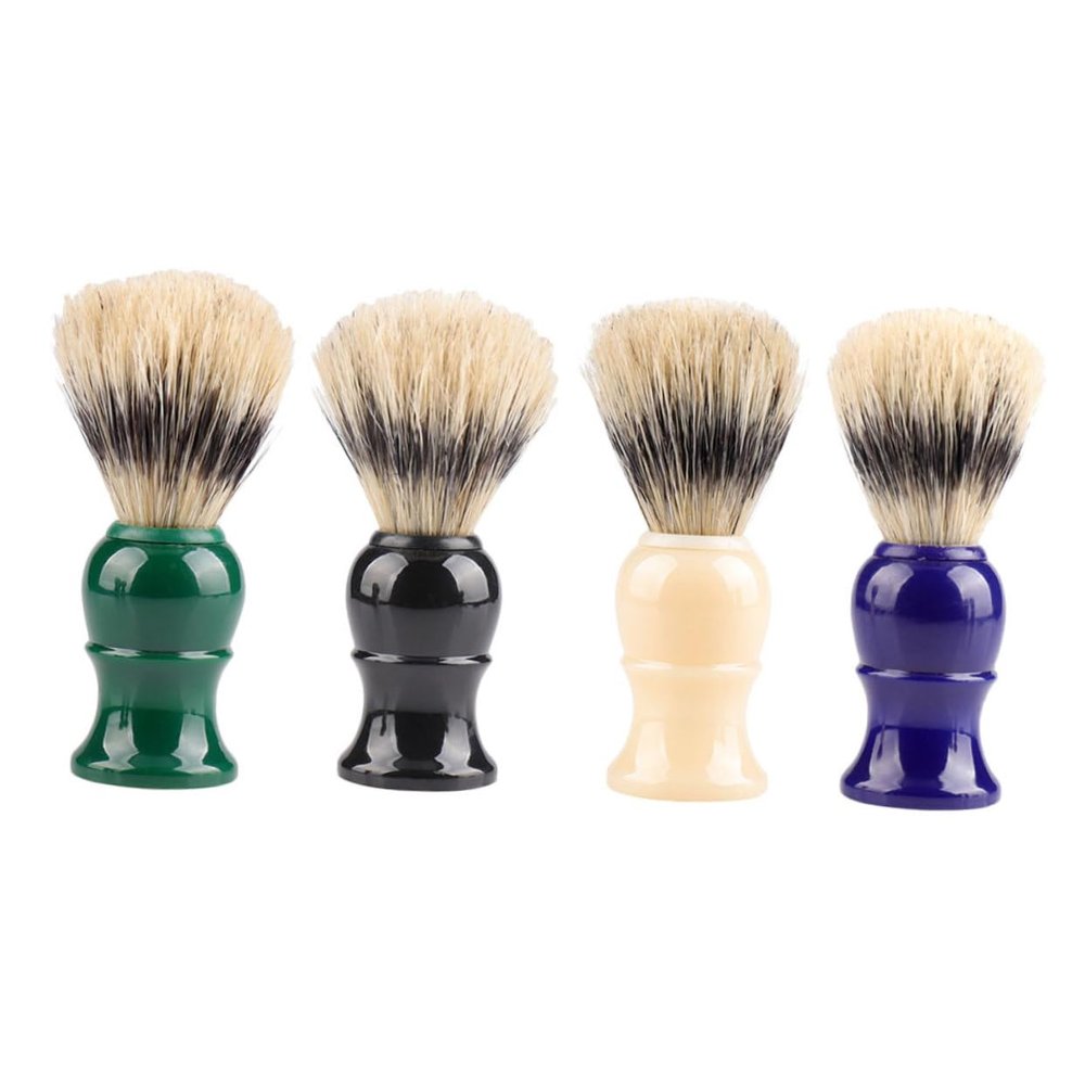 Baluue 4pcs Plastic Handle Shaving Brushes for Men Soft Bristle Beard Care Accessories for Grooming and Lathering