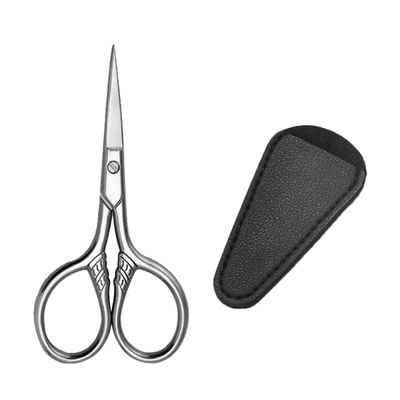 Mikinona 1set Portable Beard Scissors and Beauty Scissors for Facial Hair Small Makeup Tool Pu Cover and Precision Blades for Home and Salon Use