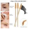 300PCS Disposable Mascara Wands Spoolie Brush Bamboo Eyebrow Brushes Eyelash Extension Applicator Makeup Kits myaokue-up(Brown) view 2