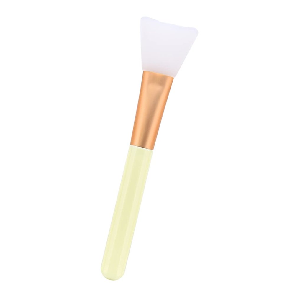 BIUDECO Wooden Handle Silicone Foundation Brush for Professional Makeup Application Facial Brush for Women T- for Masks and Moisturizers Yellow