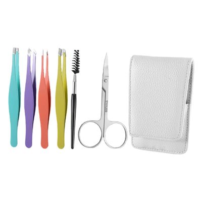 Baluue Professional Eyebrow Tweezers Scissor Set Colorful Grooming Tools for Eyebrow Shaping Safe for Men Women for Home and Travel Use
