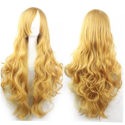 BIUDECO Synthetic Fiber Wig for Women 80cm Long Wavy Curly Hair with Bangs for Cosplay Events