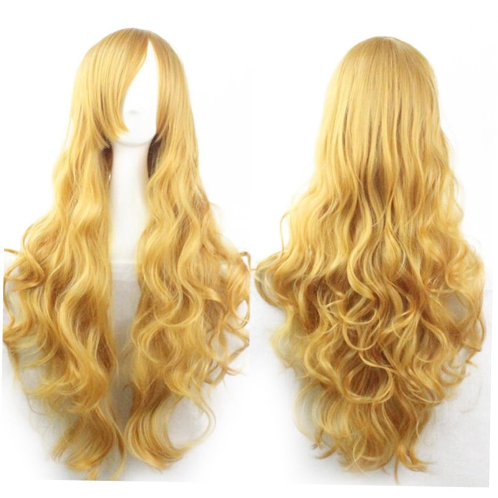 BIUDECO Synthetic Fiber Wig for Women 80cm Long Wavy Curly Hair with Bangs for Cosplay Events