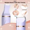 Bikini Trimmer for Women,Painless Electric Razor for Pubic Hair,Rechargeable Body Hair Trimmer,Electric Shaver Removal with Snap-in Ceramic Blades IP7X Washable Head,Wet and Dry Use, Light Purple view 2