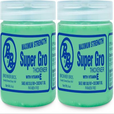 Bronner Bros Super Gro Max - Maximum Strength Hair Treatment for Dry Itchy Scalp with Vitamin E, Sage, Sulfur & Coconut Oil - Hydrate Dry Damaged Hair, Reduce Breakage, Enhance Scalp Health - 6 oz
