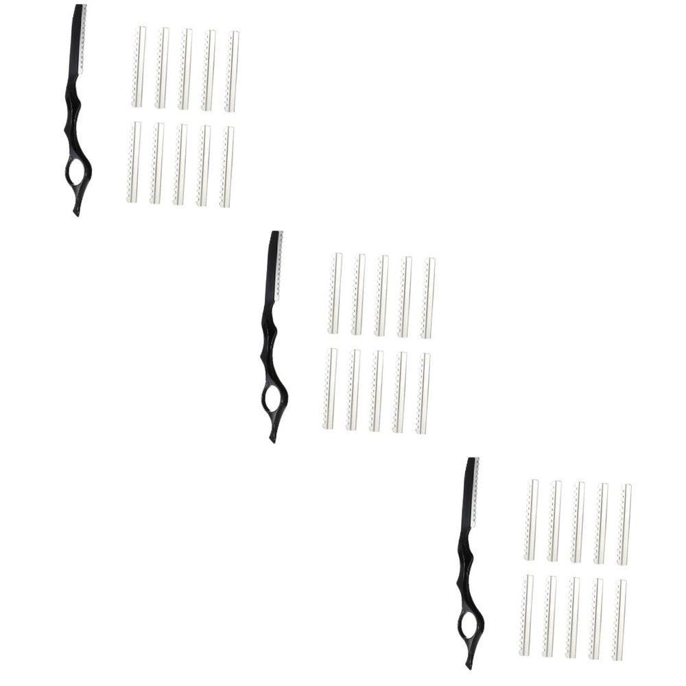 Baluue 3sets Razor Blade Shaving Razor Hair Styling Manual Shaver for Home Haircut Kit