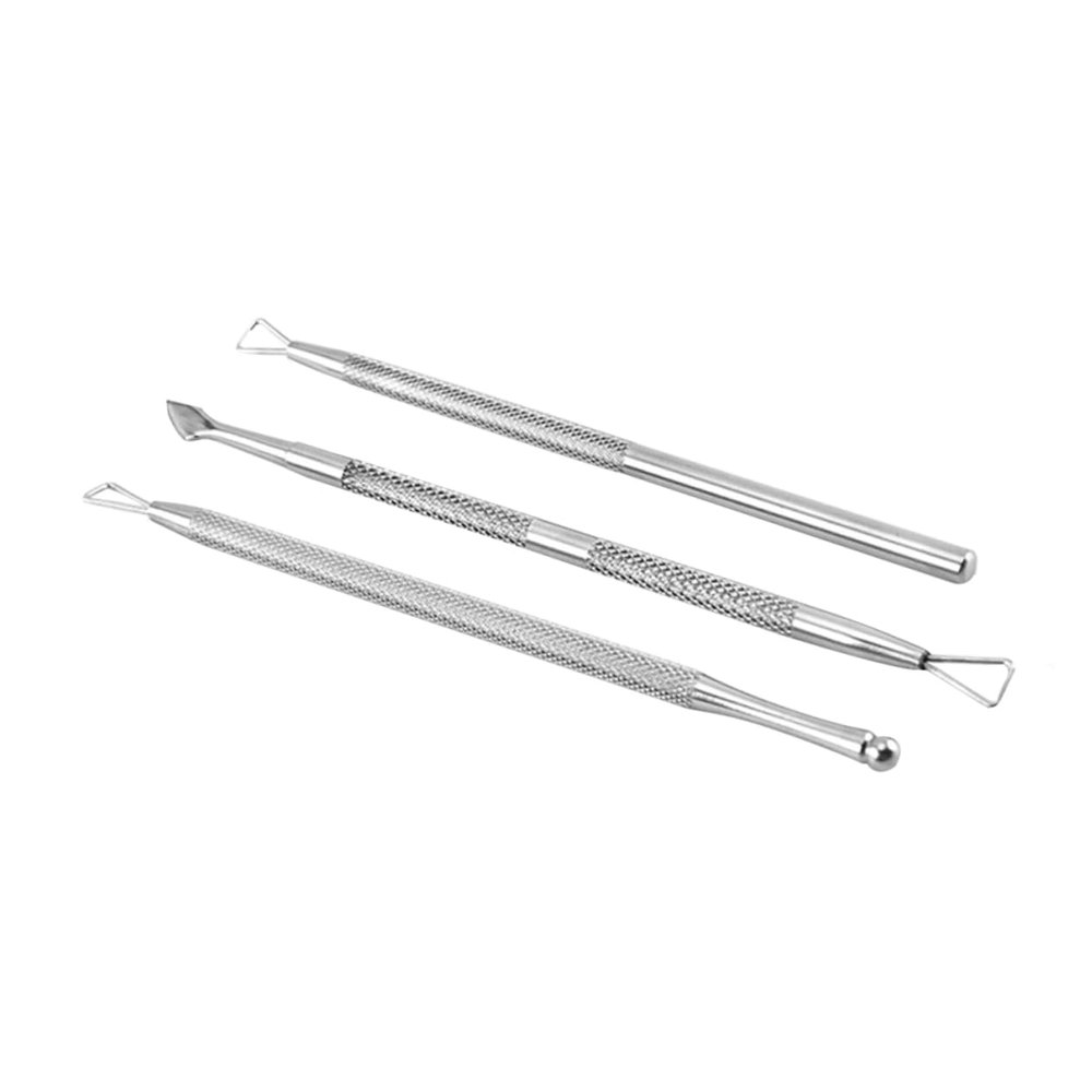 BIUDECO 3pcs Stainless Steel Cuticle Remover Set for Dead Skin Double-Sided Nail Tool for Professional Manicure and Pedicure Nail for Home Use