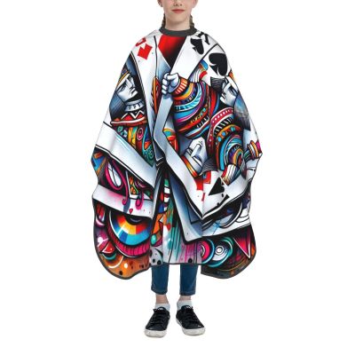 39x47 Inch Youth Haircut Cape Poker-Cards Barber Cape With Snap Closure For Easy Cleaning