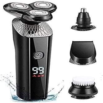 Electric Shaver for Men Rechargeable 4 in 1 Rotary Razors Beard Trimmer Face Shavers Waterproof Wet & Dry Cordless