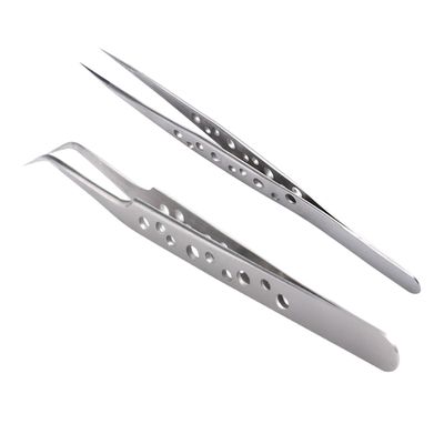 IWOWHERO 2pcs Anti-static Eyebrow Tweezers Curved Straight Tip Nail Tools for Professional Manicure and Eyebrow Grooming Washable and Lightweight for Home Use