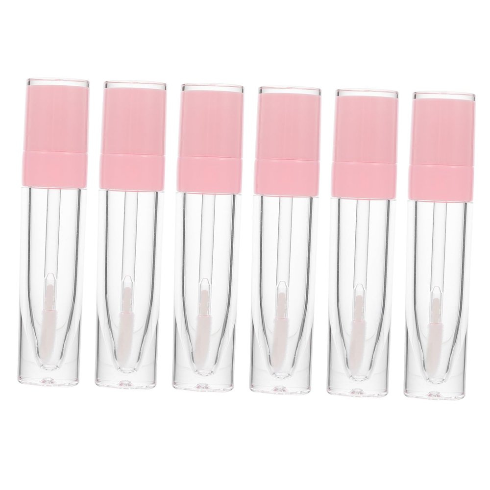 Baluue 6 Pack Round Lip Gloss Tubes Empty Diy Lip-glaze Bottles Portable Travel Size