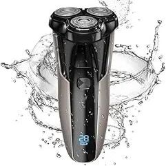 Electric Razor for Men, Electric Razor for Men Rechargeable Rotary Shaver with Pop-up Trimmer and Travel Case Wet & Dry Dual Use Beard Trimmer (Color : Black)