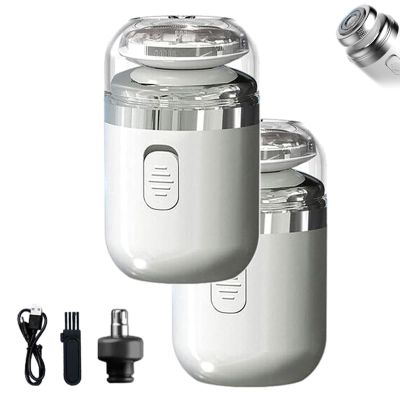 Capsule Razor, Capsule Razor Mini Portable Electric Shaver, 2 in 1 Mini Portable Electric Shaver, with Nose Hair Trimmer, Waterproof (White*2)