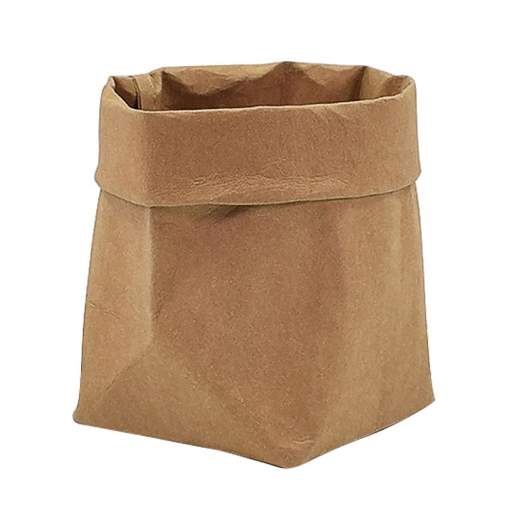 OHPHCALL Desk Washable Lipstick Organizer Brown Paper Storage Basket