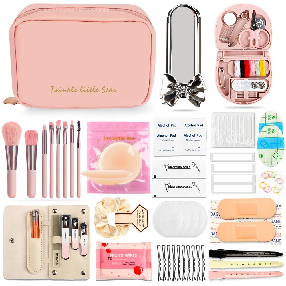 Bridal Emergency Kit 40+ Wedding Day Essentials Survival Set for Bride & Bridal Party (Pink)