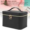 LED Makeup Bag Cosmetic Organizer Vanity Case 3 Light Colors USB Rechargeable Water Proof PU Black view 3