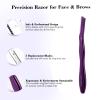 EROWZOLA Eyebrow Razor for Women and Men, Face Razors for Women, Dermaplane Razor with Protective Silicone Cover, Reusable Metal Handle with 6 Refill Blades, Skin Care Tool - Purple view 3