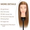MQHIHI Mannequin Head Human Hair, 100% Real Hair Cosmetology Manikin Head for Practice Braiding Hairstyling Cutting with Free Clamp Holder and Tools (100% Light Brown) view 2