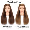 MQHIHI Mannequin Head Human Hair, 100% Real Hair Cosmetology Manikin Head for Practice Braiding Hairstyling Cutting with Free Clamp Holder and Tools (100% Light Brown) view 3
