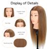 MQHIHI Mannequin Head Human Hair, 100% Real Hair Cosmetology Manikin Head for Practice Braiding Hairstyling Cutting with Free Clamp Holder and Tools (100% Light Brown) view 4