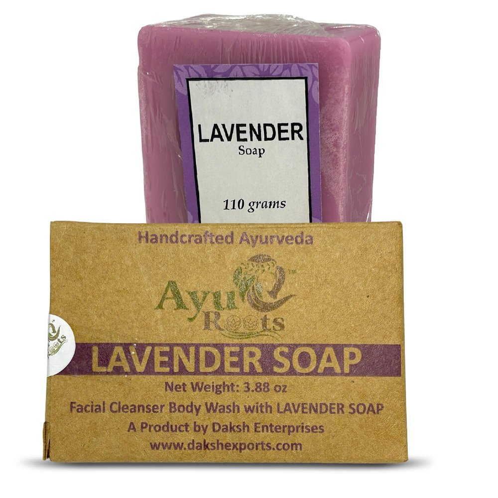 AyuRoots Ayurvedic Lavender Soap Bar | Handmade Vegan Soap with Natural Ingredients | Calming & Moisturizing | 3.88 oz | Authentic Indian Craftsmanship | for Face & Body (1)