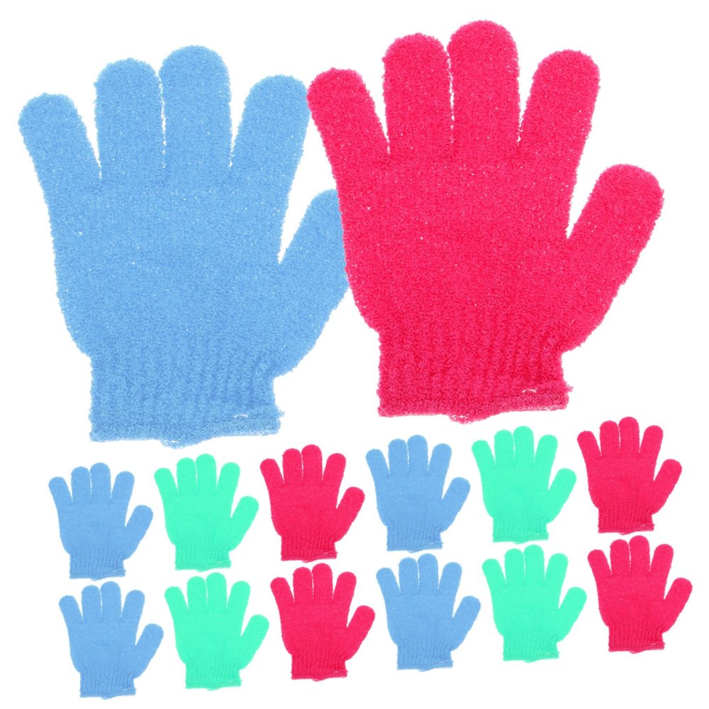 OHPHCALL 14pcs Body Scrub Exfoliating Bath Gloves Shower Brush Back Massage Gloves Mitten Bath Towel for Family Use