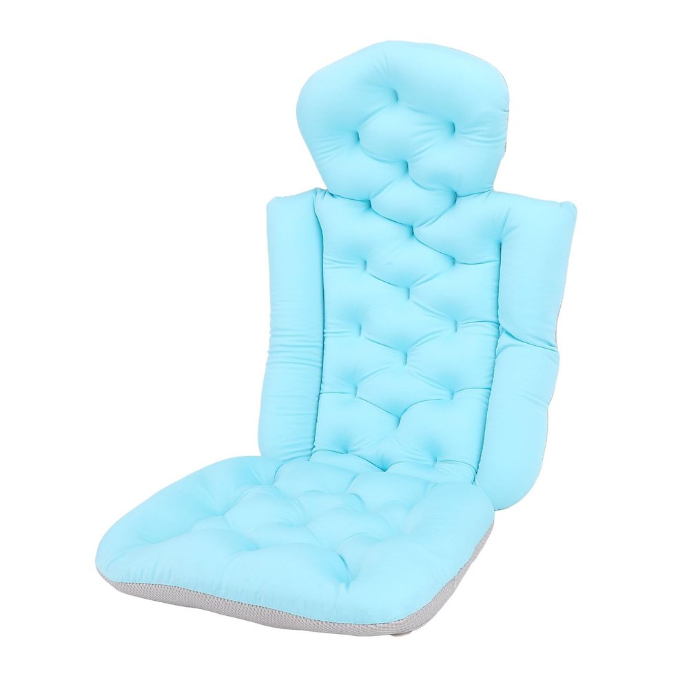 Bath Pillow Anti Slip Fast Drying Neck Support Cushion Suction Cup Blue