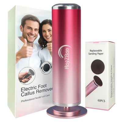 HayZBao High Torque Electric Foot File - Callus Remover for Feet,Adjustable Speed Foot File with 60 Pcs Sandpaper Discs,Professional Pedicure Tool for Dead Skin and Calluses (Gradient Pink)