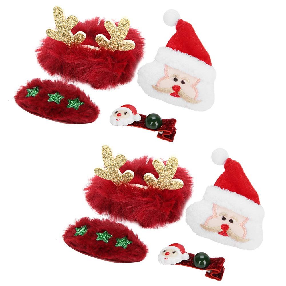 Christmas Hairpin Set for Girls Kids, Cute Clips with 3 Styles, Christmas Decor, for Parties, Festivals, Travel or Daily Life (Santa)