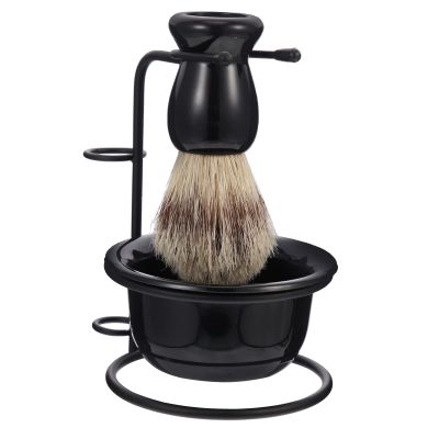 Baluue 1set Professional Beard Grooming Set Shaving Bowl Softening Brush and Metal Razor Stand for Convenient Household Use for Everyday Shaving Routine