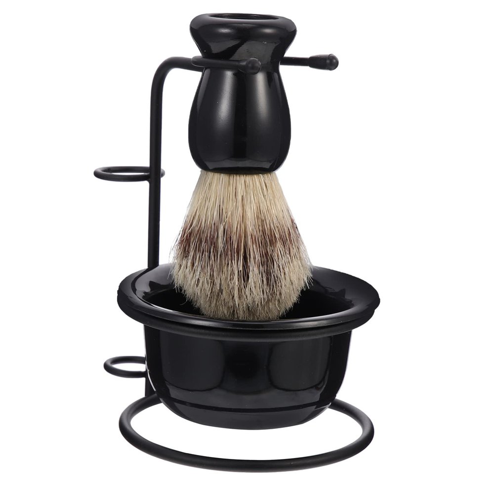 Baluue 1set Professional Beard Grooming Set Shaving Bowl Softening Brush and Metal Razor Stand for Convenient Household Use for Everyday Shaving Routine