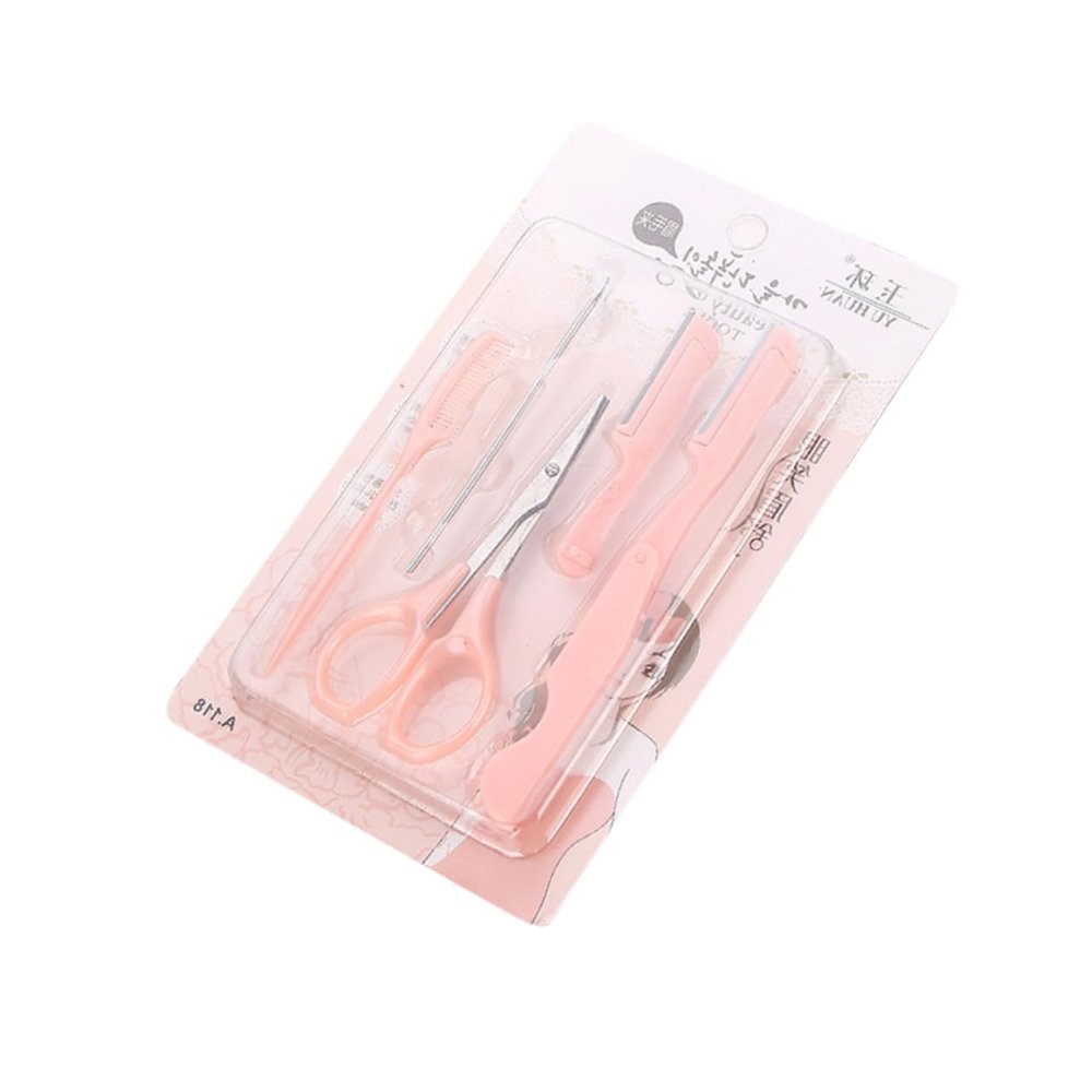 HONMEET 5pcs Portable Eyebrow Razor Set Grooming Kit Women Eyebrow Epilator Trimmer Mini Shaver Makeup Tool