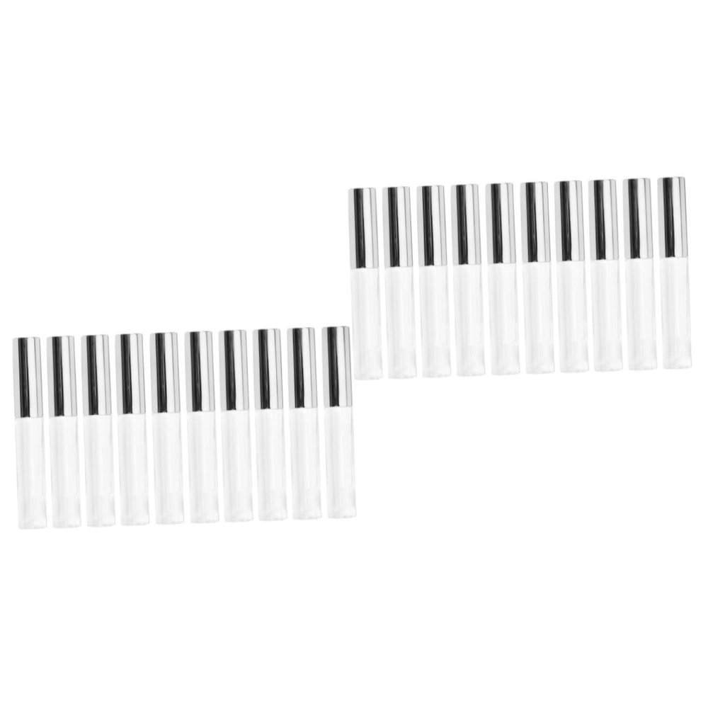 NOLITOY 20pcs Silver Lip Gloss Tubes Empty Lip Glaze Containers Circular Design for Travel for Cosmetic Use