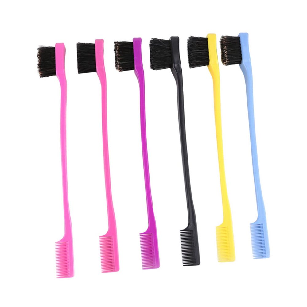 IWOWHERO 1pcs Double-head Eyebrow Brush Comb Tool Grooming for Women Girls Smooth Edges Material Random Color