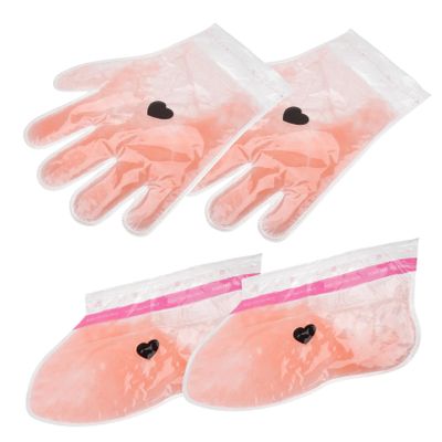IWOWHERO 2pairs Peach Hand Foot Wax Therapy Covers of Moisturizing Wax Films for Spa-Like Treatment for-Home Care Relaxation Softening Foot Care Supplies