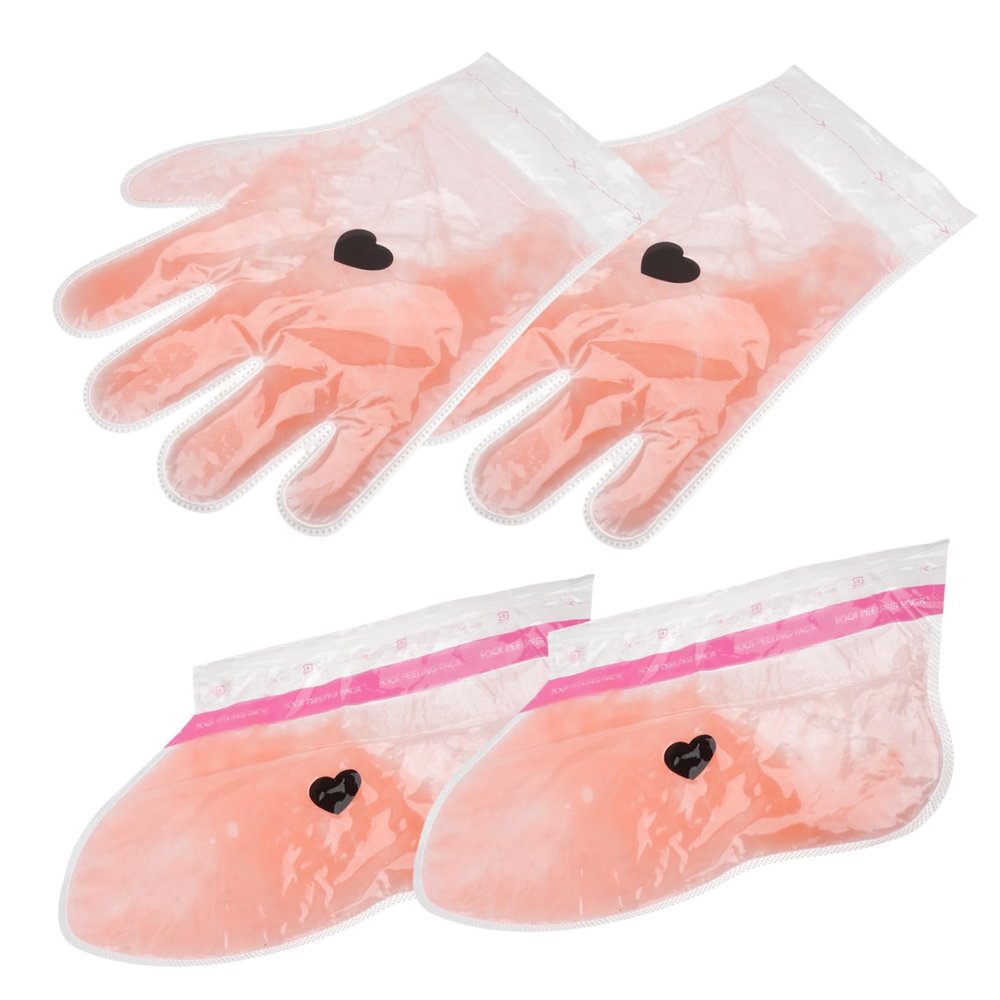 IWOWHERO 2pairs Peach Hand Foot Wax Therapy Covers of Moisturizing Wax Films for Spa-Like Treatment for-Home Care Relaxation Softening Foot Care Supplies