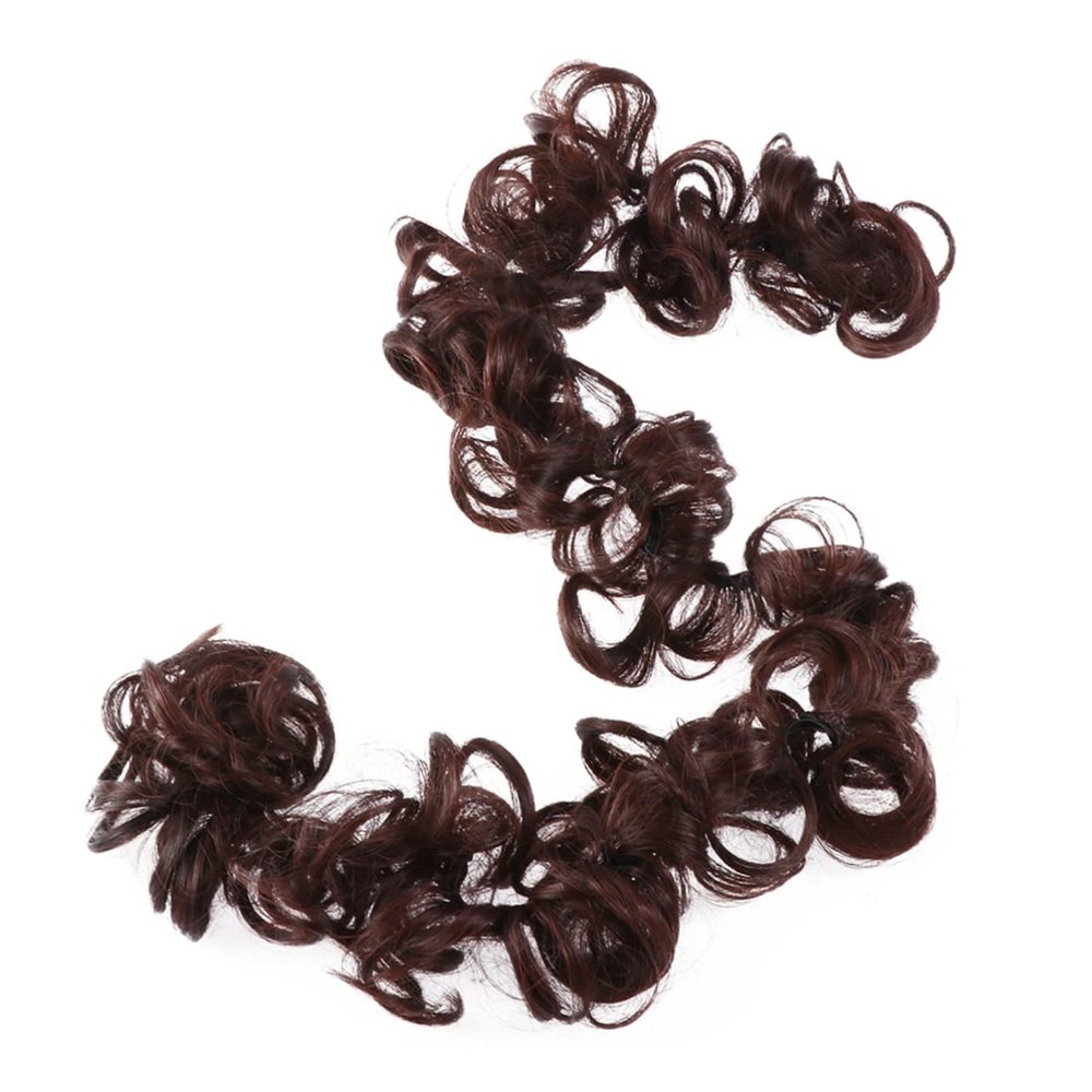 IWOWHERO Synthetic Hair Bun Extensions Wavy Curly Messy Donut Chignons Twining Hair Piece Instant Women Hairstyle Flaxen